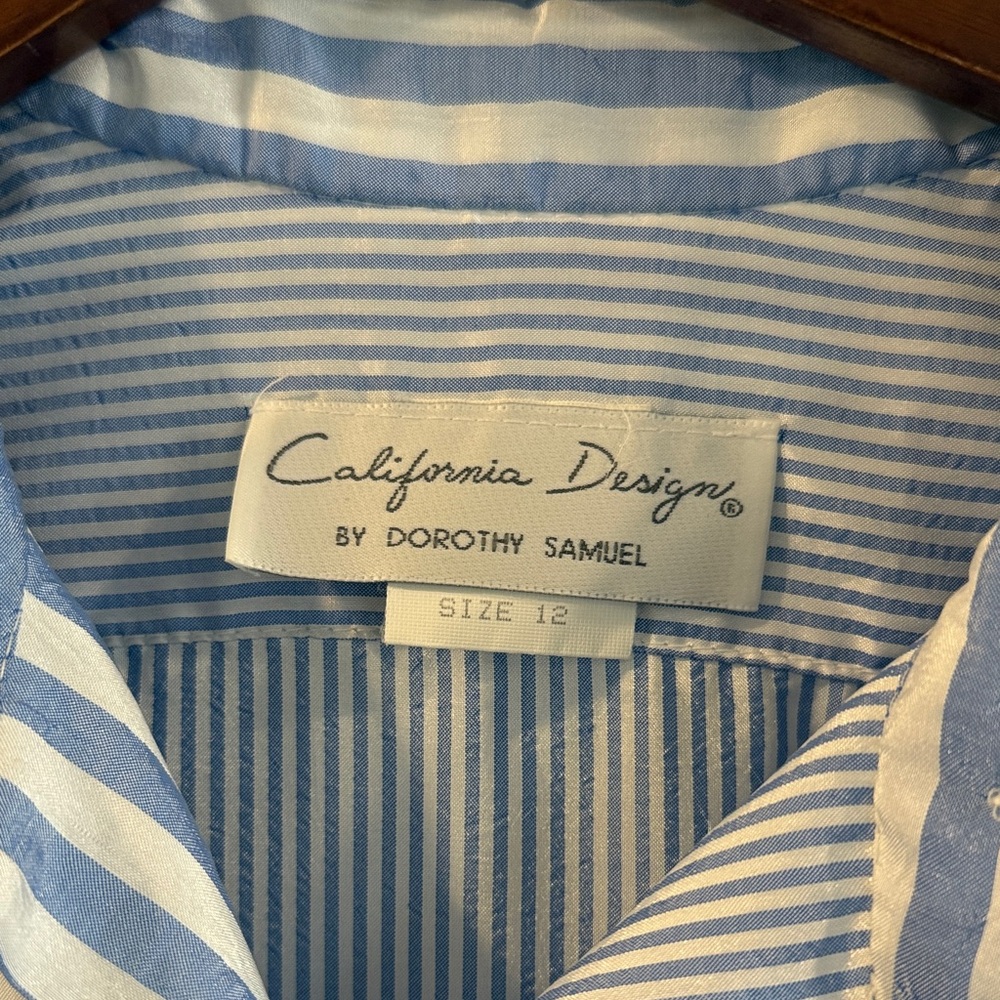 Vintage Blue Striped Shirt Dress California Design by Dorothy Samuel - Picture 2 of 3